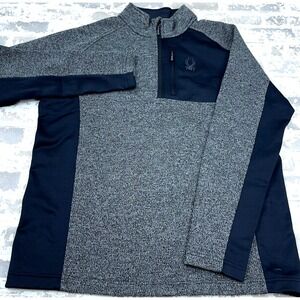Spyder Jacket Men XL Gray Black Pullover Sweater Waffle Knit Core Layer A74
